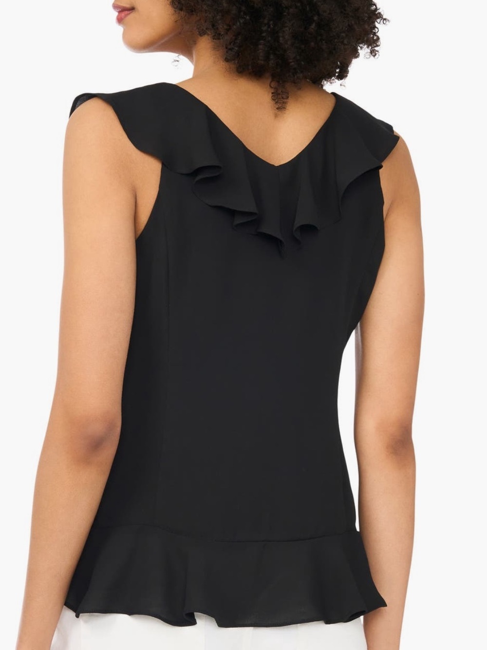 1. State Ruffle V-Neck Top In Rich Black - Picture 3 of 12